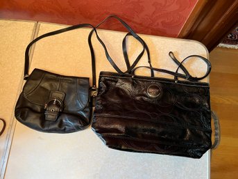 Coach Black Patent Leather Tote And Coach Black Leather Crossbody - P2