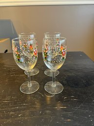 Lot Of 4 Christmas Nutcracker Wine Glasses