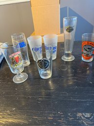 Lot Of 7 Beer Glasses (Harley Davidson, Corona Light, Bud Light, Tuckerman Brewing  & Celebrator Dopplebock