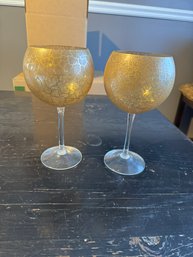 Lot Of 2 Lenox Gold Goblet Wine Glasses