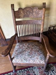 Vintage Pressed Back Oak Rocking Chair - BD3-4