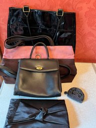 Vintage Coach Black Long Strap Bag Plus 2 Totes 1 Clutch And Beaded Coin Purse - P13