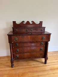 Antique Flame Mahogany Chest Of Drawers - 2a