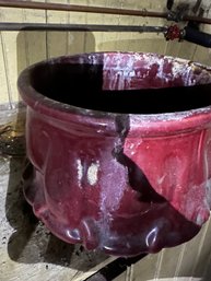 Large Beet Red Vintage Ceramic Gardening Pot - B