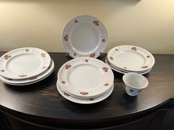 Antique 1840-1860 Grape Luster Chelsea Ironstone Sheep 10 Dinner Plates And One Small Cup - L7