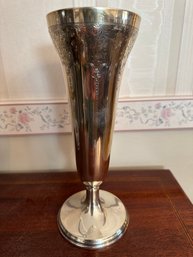 Tall Etched Sterling Silver Weighted Vase - DR5