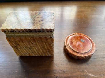 Italian Alabaster Trinket / Cigarette Box And Ash Tray - 20