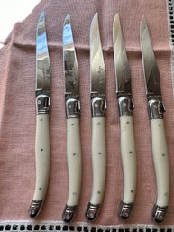 5 Laguiole Cream Colored Steak Knives By Jean Dubost - DR20