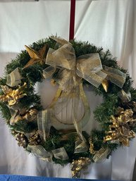 #967 Gold Christmas Wreath 23' Tall With Bag