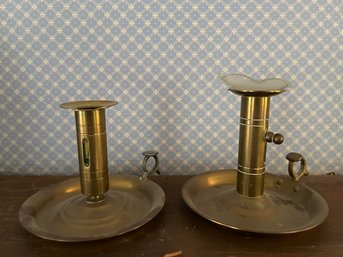 Pair Of Two Vintage Brass Candle Sticks - 77