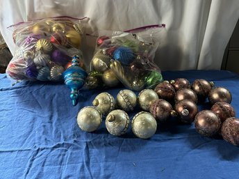 #975 Lot Of Christmas Ornaments 50 - West German, Gold , Lime Green., Blue