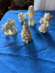 #983 Lot Of 5 Christmas Figurines - Lenox, Snow Babies, Misc.