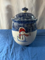 #985 Thompson Pottery Snowman Cookie Jar 11' Tall