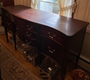 Large Buffet With Brass Handles, Five Drawers And Two Cabinets