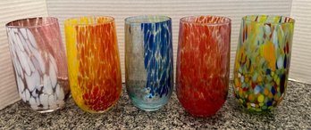 5 Murano Handmade Highball Art Glasses - DR58