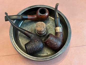 Pipe Collector Lot Includes Petersons Pipe With Sterling Silver Band And Ash Tray Hand Made In Denmark - 114