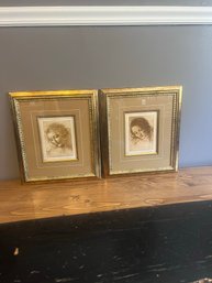 R47 Lot Of 2 Gold Framed Women Decorative Prints