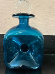 Holmegaard Kluk Kluk Decorative Teal Blue Glass Decanter With Stopper- 119