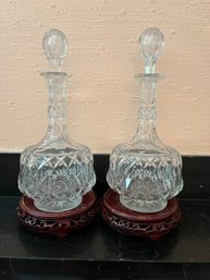 Pair Of Two Matching Crystal Decanter With Stands- 133