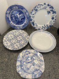 Blue & White 5 Plate Collection: Spode, Royal Doulton, Royal Staffordshire, Etc - DR67