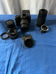 #1000 Minolta Camera Maxxum 3000I With Various Lenses In Bag