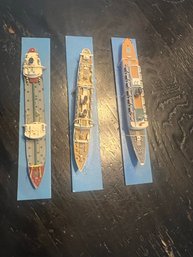R62 Lot Of 3 Diecast Metal Ships 6'