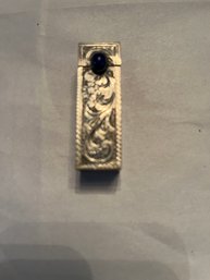 Antique Victorian Lipstick Holder 800 Silver Lapis ? Stone -  148