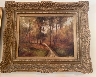 A PATH THROUGH THE WOODS, AUTUMN In Beautiful Frame Signed - LV52