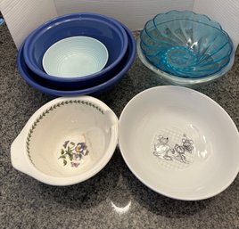 Portmerion, Mickey Mouse, Blue Glass & Ceramic Mixing Bowls - DR81