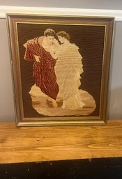 R71 Framed Embroidered Couple  26 X 23