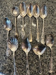10 STERLING SILVER Wonderfully Ornate Spoons - DR86