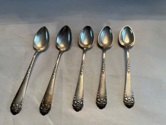 5 Silver 6 Inch Tea Spoons - 166
