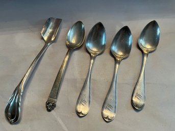 5 Piece Sterling Lot Includes Cartier Spoon And One Cheese Scoop - 167