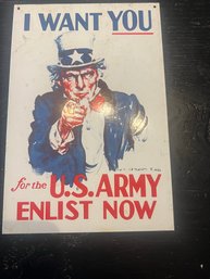 R81 I Want You US Army Metal  11 X 7 1/2