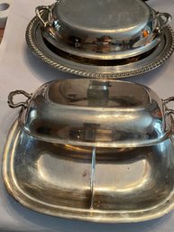 Two Serving Dishes With Covers / One Marked For Reed And Barton - 178