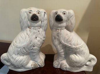 Pair Of Large 13.5 Inch Staffordshire English Setter Spaniel Dogs - LV61