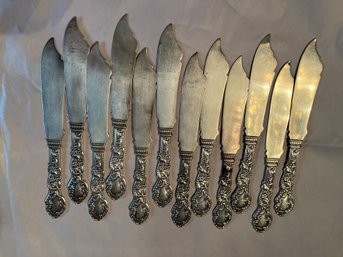 Amazing 12 Solid Sterling Silver Knives (famous) Engraved JWH Owned By Famous Julia Ward Howe - 200