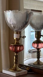 Victorian Style Marble Based Electric Lamp Made In Italy - Lv31