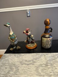 Lot Of 3 GolF Figurines & Decanter