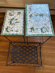 3 Outdoor Garden Tables 2 Are Tile Topped - 2d