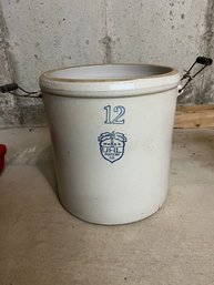 #12 Large Hunting Burg Indiana Acorn And Wares UHL Crock With Original Handles - Bt13