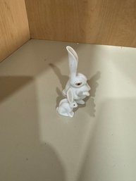 #962 Pair Of White Herend Rabbits  4't & 2 1/2'T