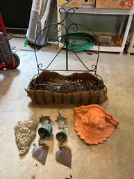 Gardeners Lot -  Long Hanging Basket And Assorted Garden Wall Decor - G8