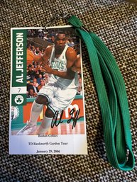 Autographed Celtics  Al Jefferson #7 TD Banknorth Garden Tour Pass 1/29/06 - D15