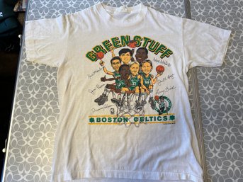 Boston Celtics Green Stuff T Shirt: Parish, McHale, Ainge, Johnson, Paxton & Johnson - D41