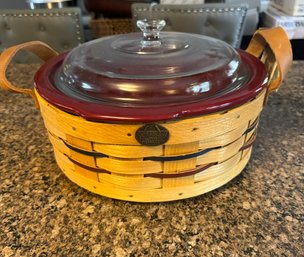 Peterboro Basket With Longaberger Covered Casserole Dish & Lazy Susan - Never Used
