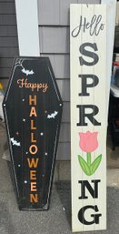 Lot Of 2 Outside Signs - Easter 60' Tall & Halloween 46' Tall