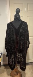 #66 Burgundy Crushed Velvet Rose Cape - One Size Fits All