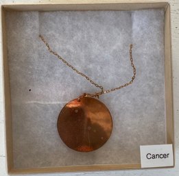 Hammered Copper Horoscope Necklace- Cancer- NIB