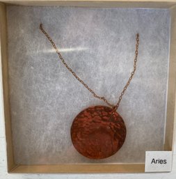 Hammered Copper Horoscope Necklace- Aries- NIB